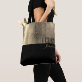 黄色の金ゴールドと黒のシンプル名 トートバッグ (クローズアップ)