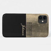 黄色の金ゴールドと黒のシンプル名 Case-Mate iPhoneケース (裏面(横))