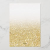 黄色の金ゴールドグリッターのグラデーション白いス感謝していクリップ 箔招待状 (裏面)
