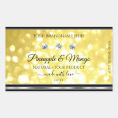 黄色の金ゴールドグリッター製品ラベルダイヤモンドシルバー 長方形シール (正面)