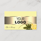 黄色の金ゴールドデコールバラ花（ロゴと写真） 名刺 (正面)