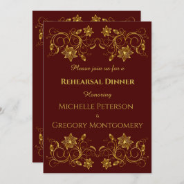 黄色の金ゴールドフィリグラーオンブルゴーニリハーサルディナー 招待状