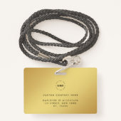 黄色の金ゴールドフォトIDカードとカスタムロゴ文字 バッジ (裏面ランヤード)