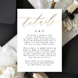 黄色の金ゴールドモダン書結婚の囲い 出欠カード