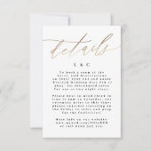 黄色の金ゴールドモダン書結婚の囲い 出欠カード (正面)