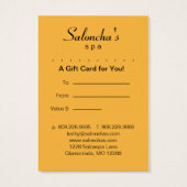 黄色の金ゴールドリーフサロンスパギフトカード証明書 (裏面)