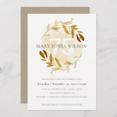 黄色の金ゴールド動物リース75歳の誕生日カード サンキューカード (正面/裏面)