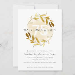 黄色の金ゴールド動物リース75歳の誕生日カード サンキューカード