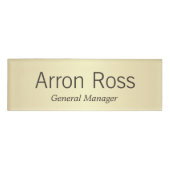 黄色の金ゴールド従業員スタッフ磁気名タグバッジ 名札 (正面)