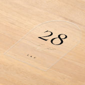 黄色の金ゴールド書道アクリルアーチテーブル番号 アクリル招待状 (レイダウン)