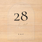 黄色の金ゴールド書道アクリルアーチテーブル番号 アクリル招待状 (正面)