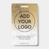 黄色の金ゴールド箔大理石ロゴ従業員のフォトパス バッジ (裏面)