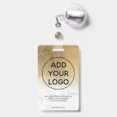 黄色の金ゴールド箔大理石ロゴ従業員のフォトパス バッジ (裏面（伸縮クリップ）)