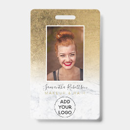 黄色の金ゴールド箔大理石ロゴ従業員のフォトパス バッジ