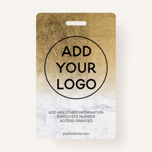 黄色の金ゴールド箔大理石ロゴ従業員のフォトパス バッジ (裏面)