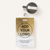 黄色の金ゴールド箔大理石ロゴ従業員のフォトパス バッジ (裏面リトラクタブル付き)