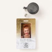 黄色の金ゴールド箔大理石ロゴ従業員のフォトパス バッジ (正面リトラクタブル付き)