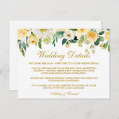黄色の金ゴールド結婚フローラの詳細挿入カード ポストカード (正面/裏面)