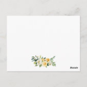 黄色の金ゴールド結婚フローラの詳細挿入カード ポストカード (裏面)