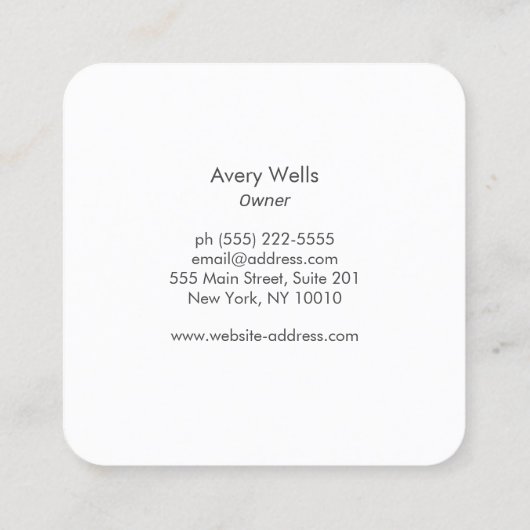 黄色の金ゴールド銀杏の葉のロゴ スクエア名刺 (裏面)