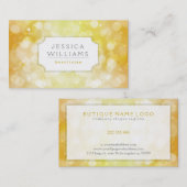黄色の金ゴールド《写真》ぼけ味グリッターとキラキラ 名刺 (正面/裏面)