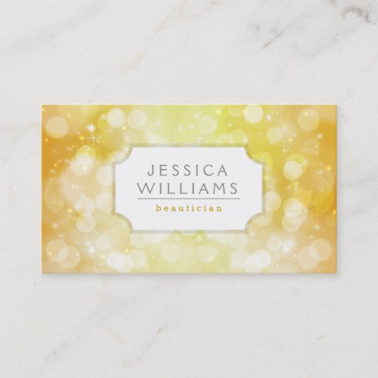 黄色の金ゴールド《写真》ぼけ味グリッターとキラキラ 名刺 (正面)