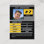 黄色の金属アイスホッケー トレーディング カード (裏面)