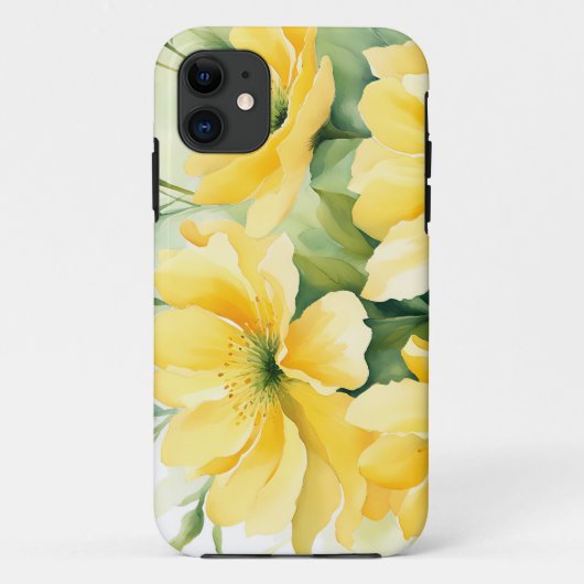 黄色の開花水色フローラ Case-Mate iPhoneケース (裏面)