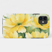 黄色の開花水色フローラ Case-Mate iPhoneケース (裏面(横))