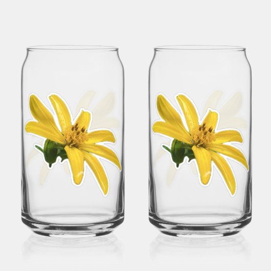 黄色の開花 ガラス缶 (裏面)