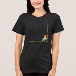 黄色の隅に閉じ込められたかわいいインコ トライブレンドTシャツ