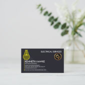 黄色の電スタイリッシュ球電源スイッチ電気技師 名刺 (スタンド正面)