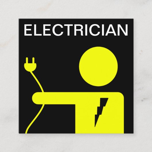 黄色の電モダン源プラグ電気技術者 スクエア名刺 (正面)