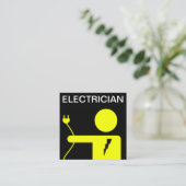 黄色の電モダン源プラグ電気技術者 スクエア名刺 (スタンド正面)