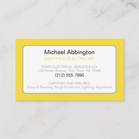 黄色の電気技師 名刺 (正面)