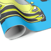 黄色の電気自動車SUV車の青の背景 ラッピングペーパー (ロールコーナー)