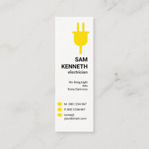 黄色の電源プラグ拡張ボタン電気技師 スキニー名刺