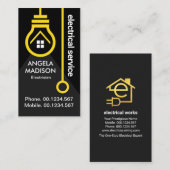 黄色の電球スイッチ(電気) 名刺 (正面/裏面)