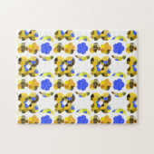 黄色の青いイラストレーションファンシー図形 ジグソーパズル (横)