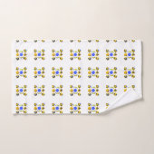 黄色の青いイラストレーションファンシー図形 バスタオルセット (ハンドタオル)