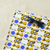 黄色の青いイラストレーションファンシー図形 ビーチタオル (インサイチュ)