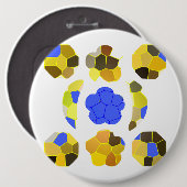 黄色の青いイラストレーションファンシー図形 缶バッジ (正面&裏面)