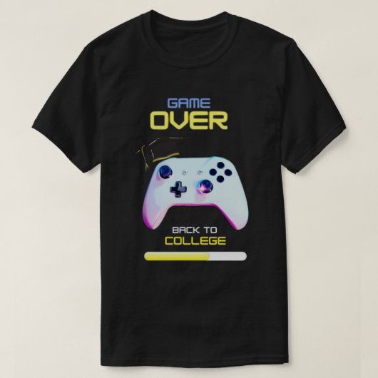 黄色の青いグローがきらきらと輝くバックトゥスクールTシャツ Tシャツ (デザイン正面)