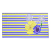 黄色の青いストライプ花コーンフラワーバターカップ 枕カバー (裏面-左)