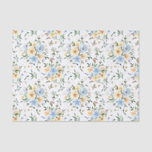 黄色の青いフローラ水の色の分離組織パップ 薄葉紙 (正面)