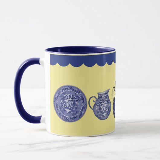 黄色の青いヤナギの中国のプレートの水差しの水差し マグカップ (左)