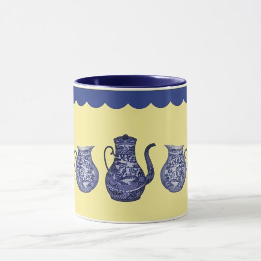 黄色の青いヤナギの中国のプレートの水差しの水差し マグカップ (中央)