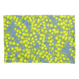 黄色の青いワタラアカシアの植物枕 枕カバー