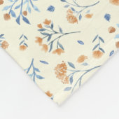 黄色の青いヴィンテージの花のパターン フリースブランケット (角)