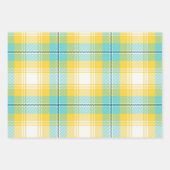 黄色の青い格子模様 ラッピングペーパーシート (正面2)